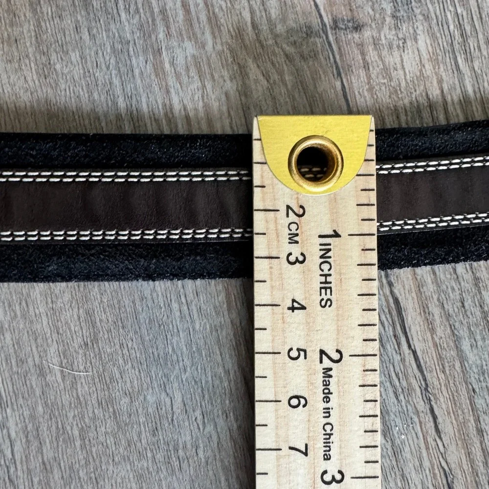 Tommy Bahama Mens Brown Black Leather Suede Belt Made in Spain Size‎ 40 TB6397